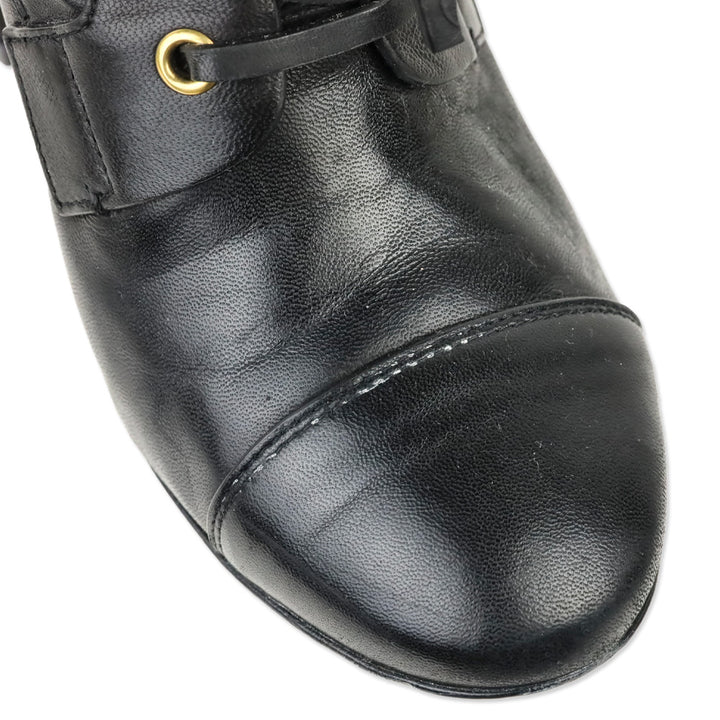 Stuart Weitzman Veruka Black Stretch Leather Lace Up Combat Booties