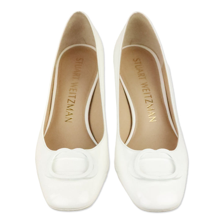 Stuart Weitzman White Patent Anicia 60 Tonal Pump
