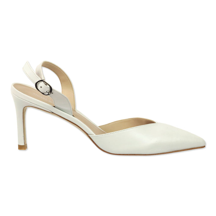 Stuart Weitzman White Ryder Slingback Leather Pump