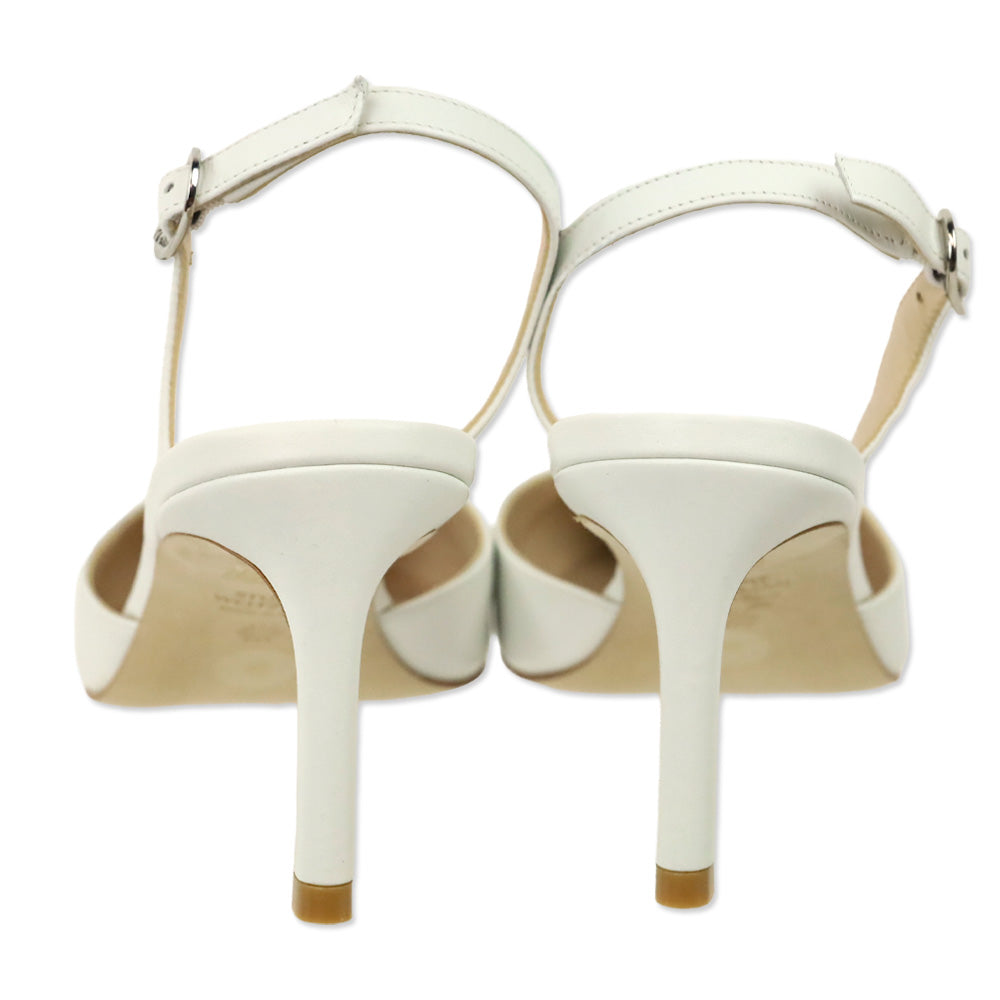 Stuart Weitzman White Ryder Slingback Leather Pump