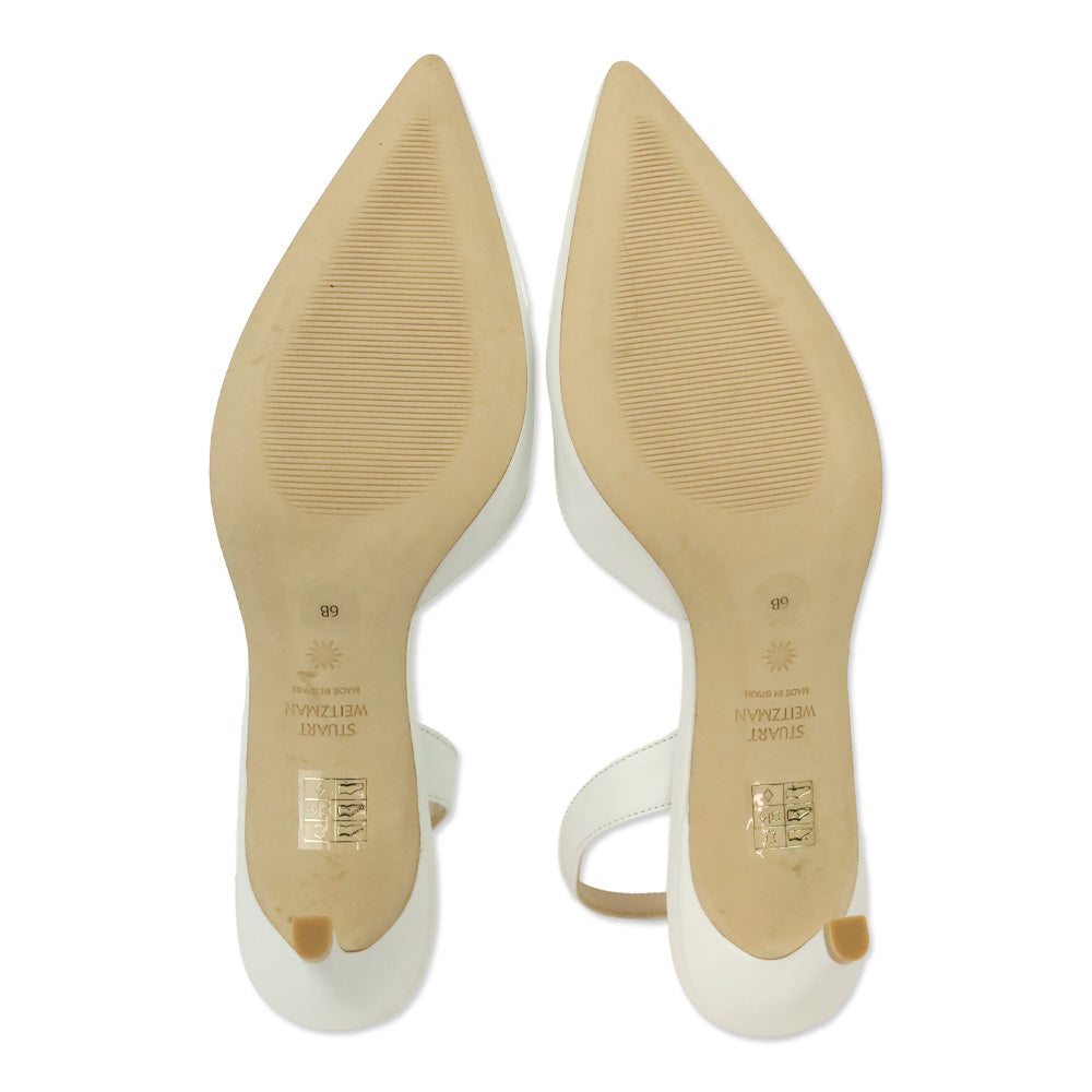 Stuart Weitzman White Ryder Slingback Leather Pump