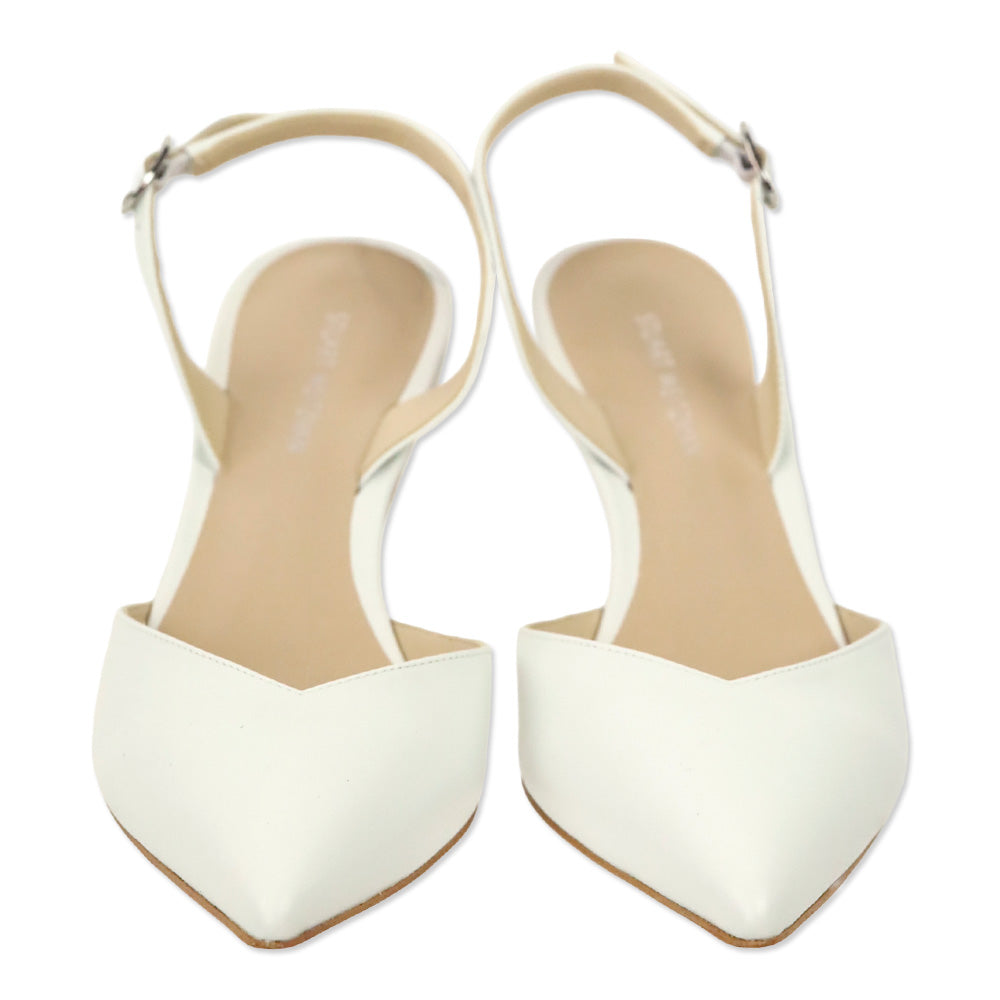 Stuart Weitzman White Ryder Slingback Leather Pump