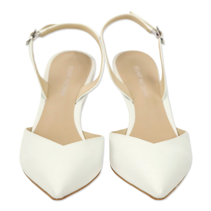 Stuart Weitzman White Ryder Slingback Leather Pump