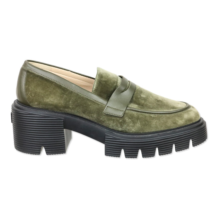 Stuart Wietzman Olive Velvet Chunky Platform Soho Loafers