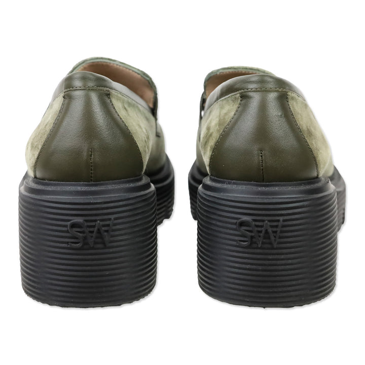 Stuart Wietzman Olive Velvet Chunky Platform Soho Loafers