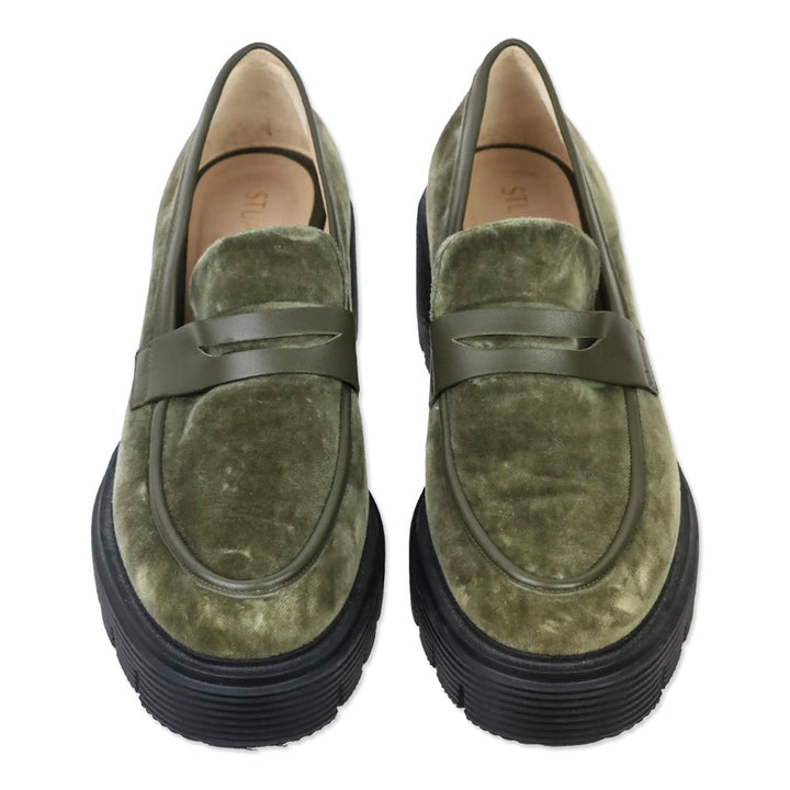Stuart Wietzman Olive Velvet Chunky Platform Soho Loafers