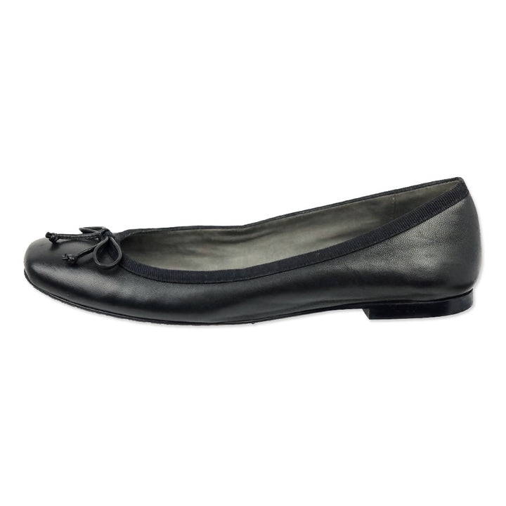 Stuart Weitzman Black Leather Bow Ballet Flats