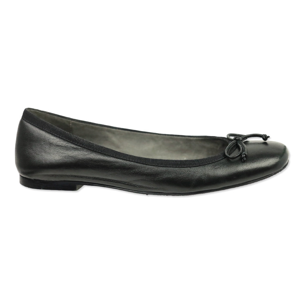 Stuart Weitzman Black Leather Bow Ballet Flats