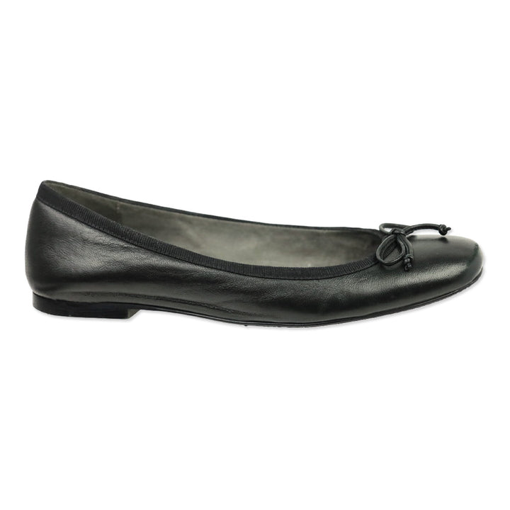 Stuart Weitzman Black Leather Bow Ballet Flats