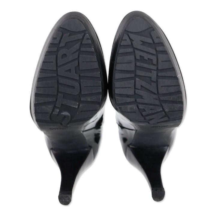 Stuart Weitzman Black Patent Leather Whoop Ankle Bootie