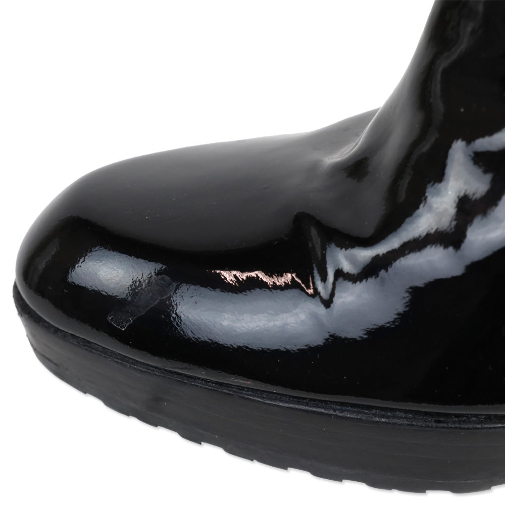 Stuart Weitzman Black Patent Leather Whoop Ankle Bootie