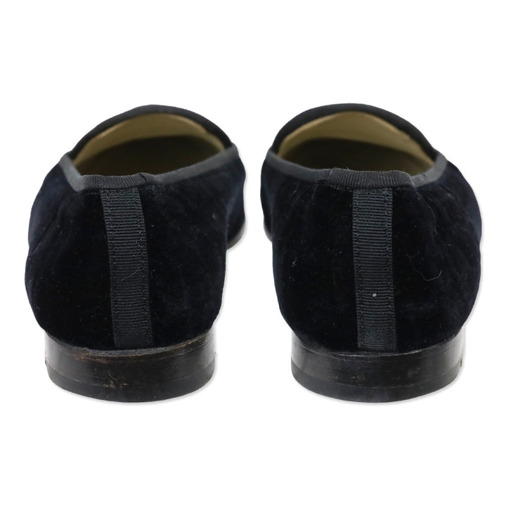 Stubbs & Wootton Black Velvet Grosgrain Trim Insecure Slippers Loafers
