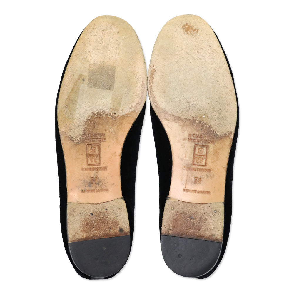 Stubbs & Wootton Black Velvet Grosgrain Trim Insecure Slippers Loafers