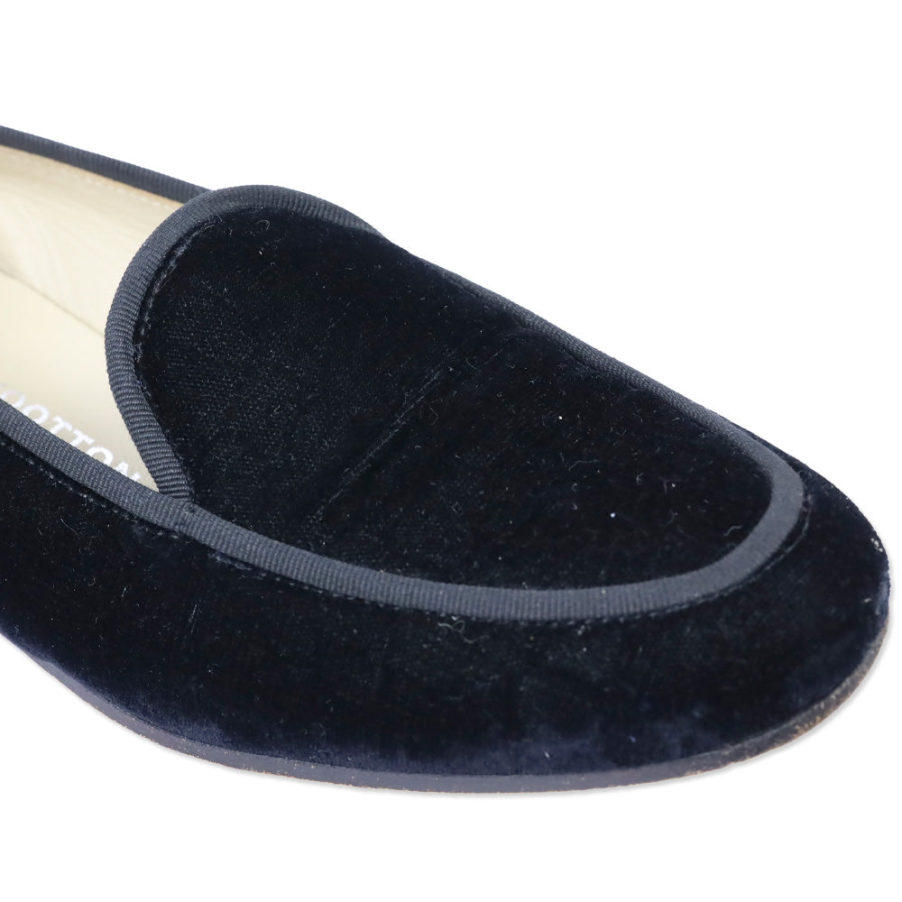 Stubbs & Wootton Black Velvet Grosgrain Trim Insecure Slippers Loafers