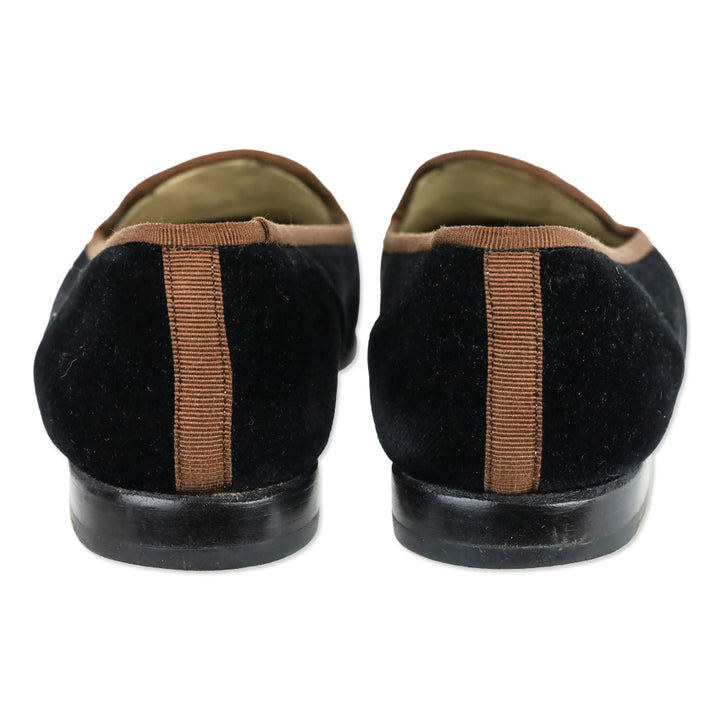 Stubbs & Wootton Black Velvet Stirrup Embroidered Slipper