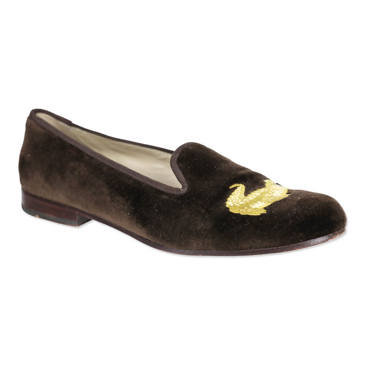 Stubbs & Wootton Gator Brown Velvet Loafer