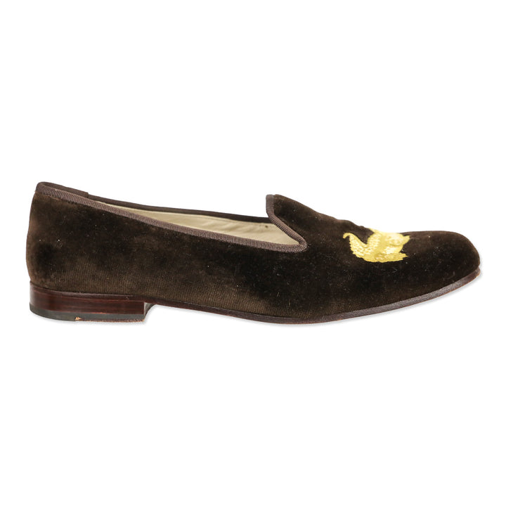Stubbs & Wootton Gator Brown Velvet Loafer