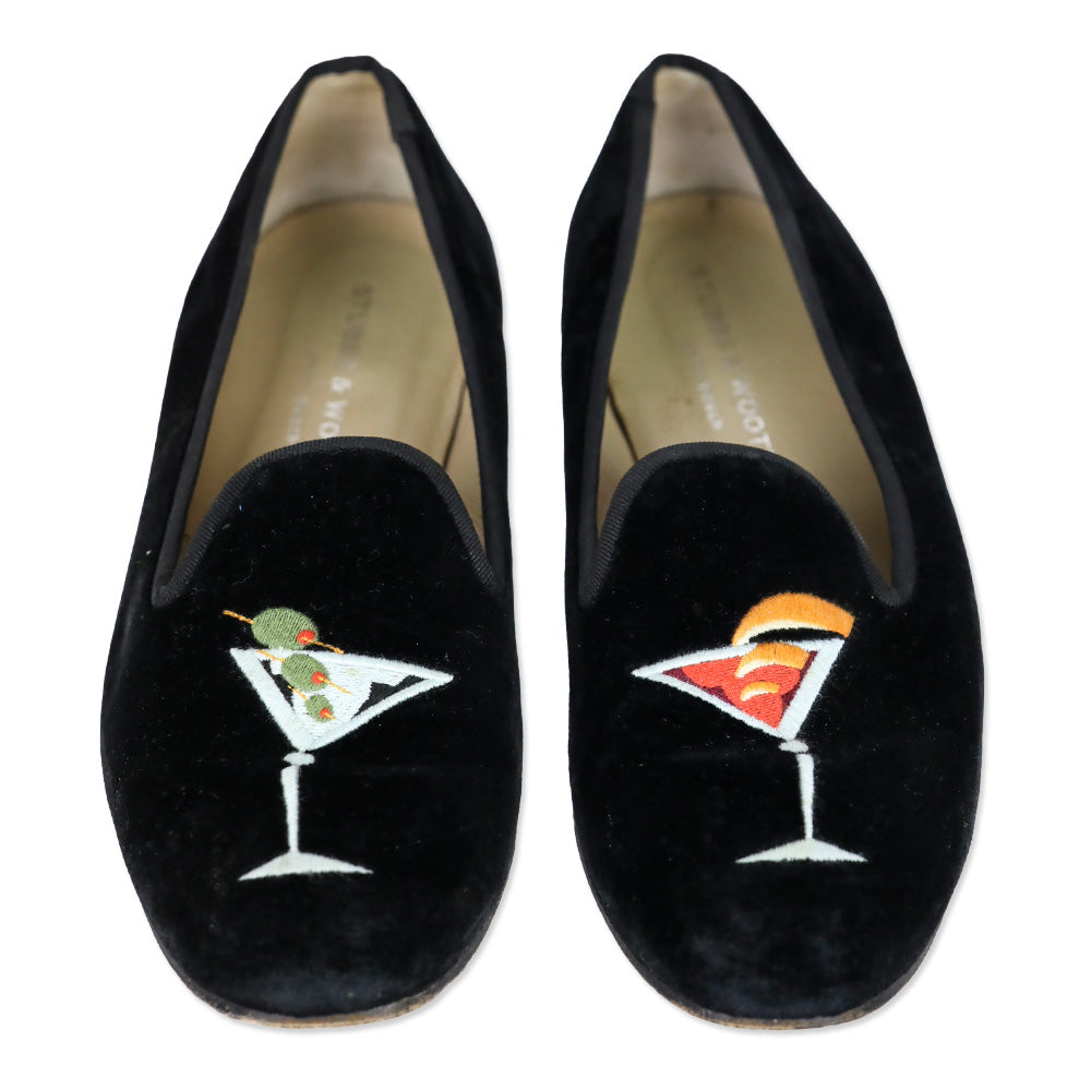 Stubbs & Wootton Martini Black Velvet Loafer