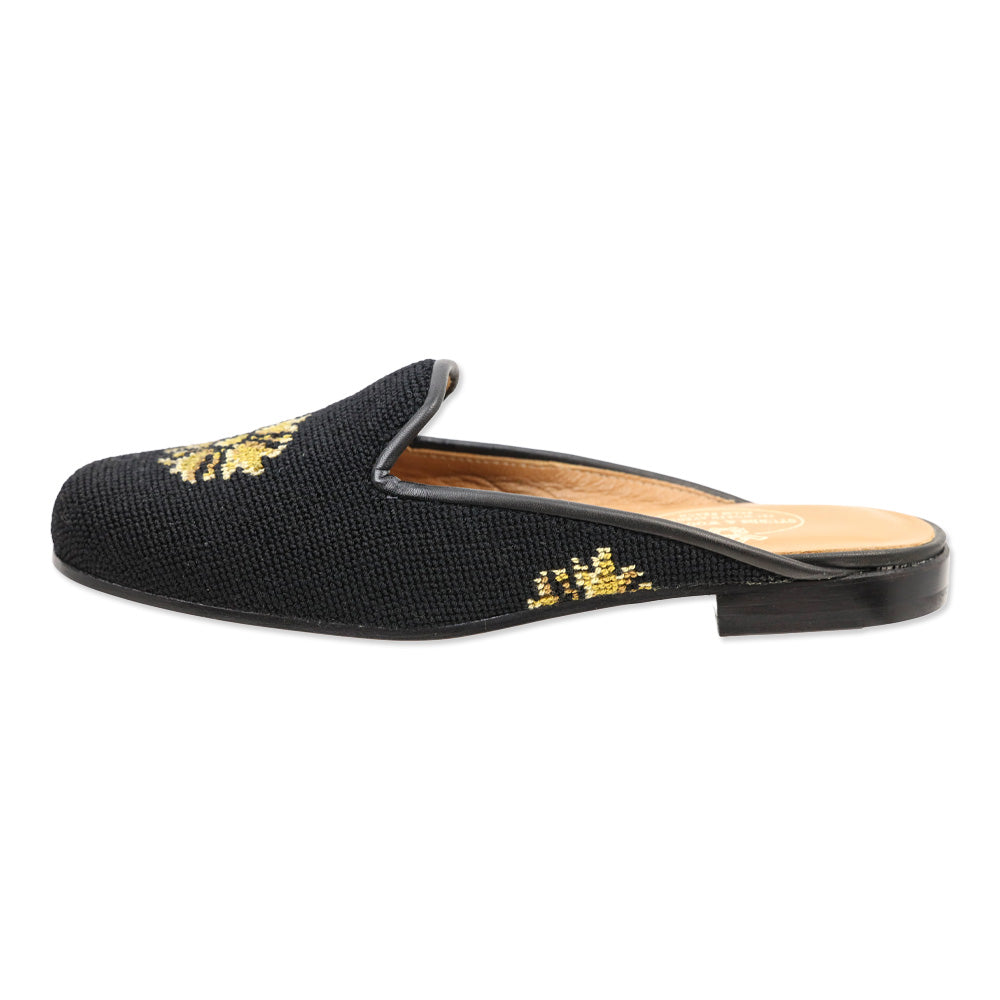 Stubbs & Wootton Black Woven Floral Mule