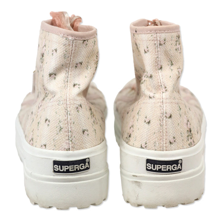 Superga x LoveShackFancy Porcelain Blush Alpina Flower Canvas High-Top Platform Sneakers