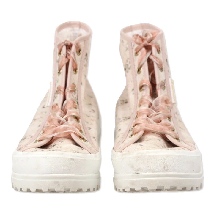 Superga x LoveShackFancy Porcelain Blush Alpina Flower Canvas High-Top Platform Sneakers