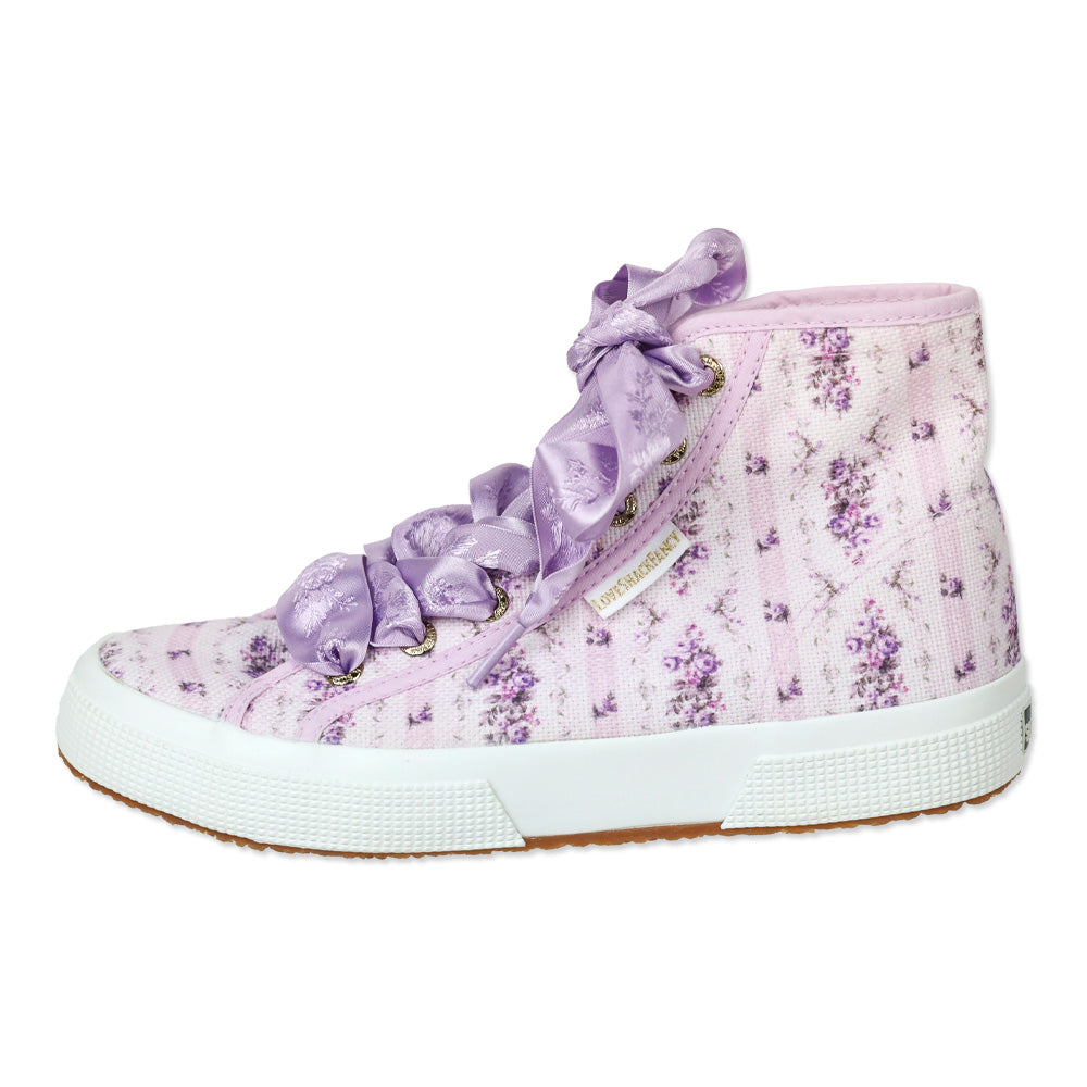 Superga x LoveShackFancy Ripe Grapevine Purple Floral Striped Canvas High-Top Sneakers