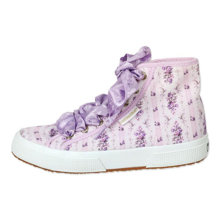 Superga x LoveShackFancy Ripe Grapevine Purple Floral Striped Canvas High-Top Sneakers