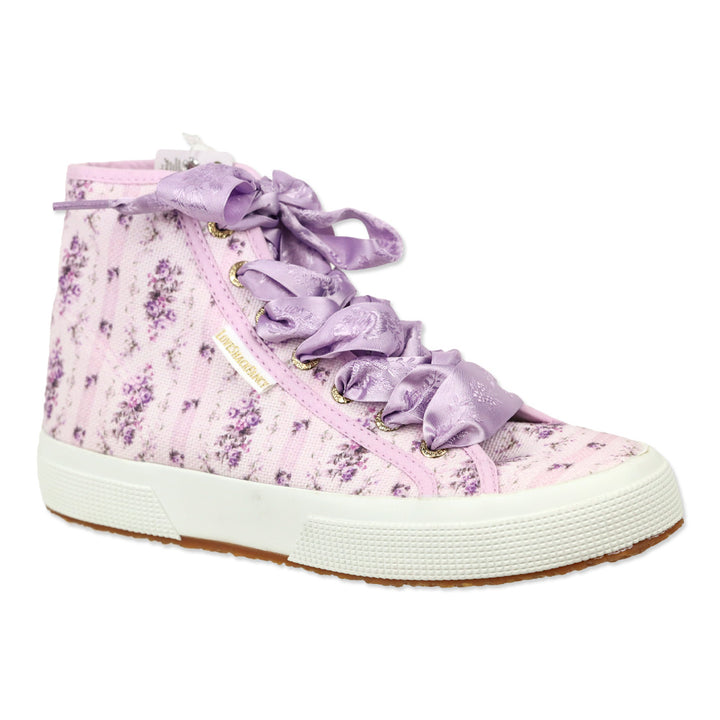 Superga x LoveShackFancy Ripe Grapevine Purple Floral Striped Canvas High-Top Sneakers