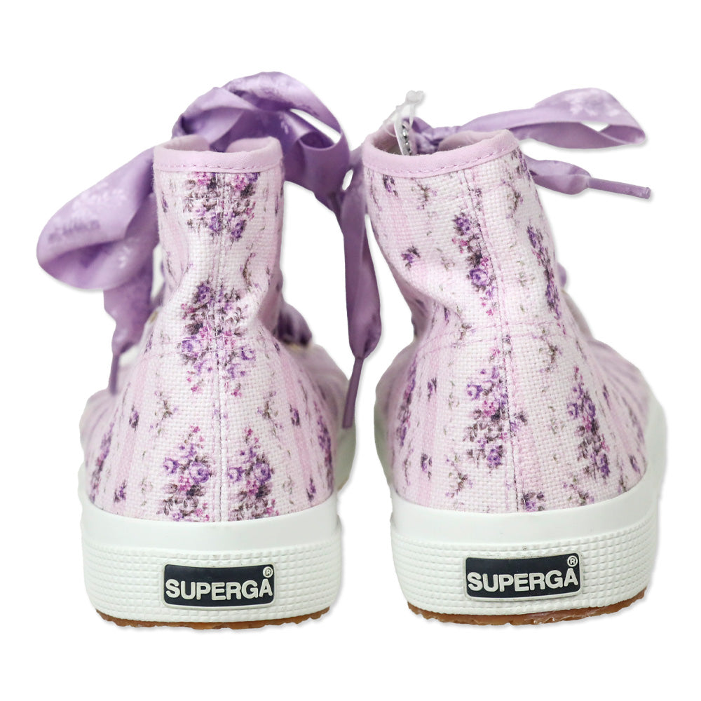 Superga x LoveShackFancy Ripe Grapevine Purple Floral Striped Canvas High-Top Sneakers