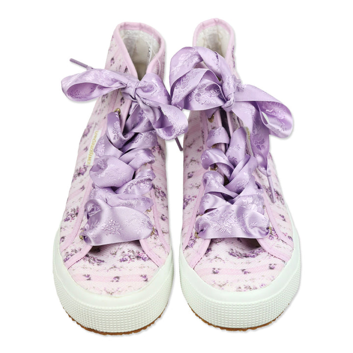 Superga x LoveShackFancy Ripe Grapevine Purple Floral Striped Canvas High-Top Sneakers