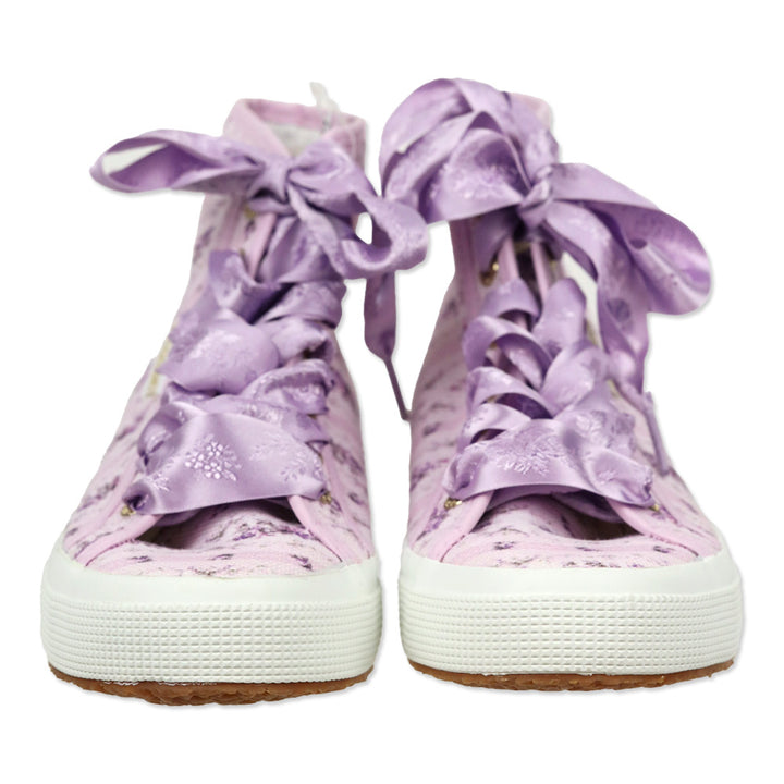 Superga x LoveShackFancy Ripe Grapevine Purple Floral Striped Canvas High-Top Sneakers
