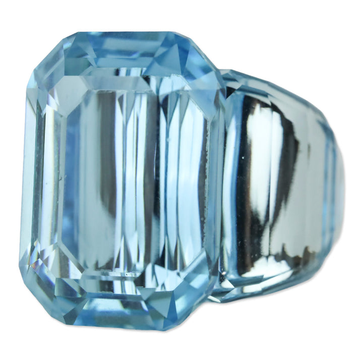 Swarovski Blue Octagon Cut Lucent Cocktail Ring