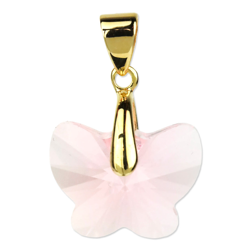 Swarovski Light Rose Crystal Butterfly Pendant with Gold-Tone Bail