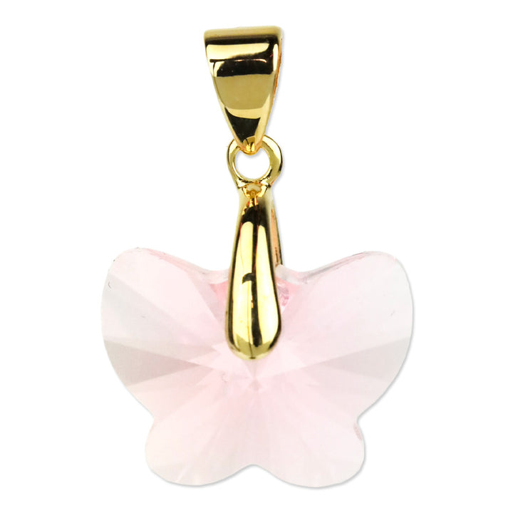 Swarovski Light Rose Crystal Butterfly Pendant with Gold-Tone Bail