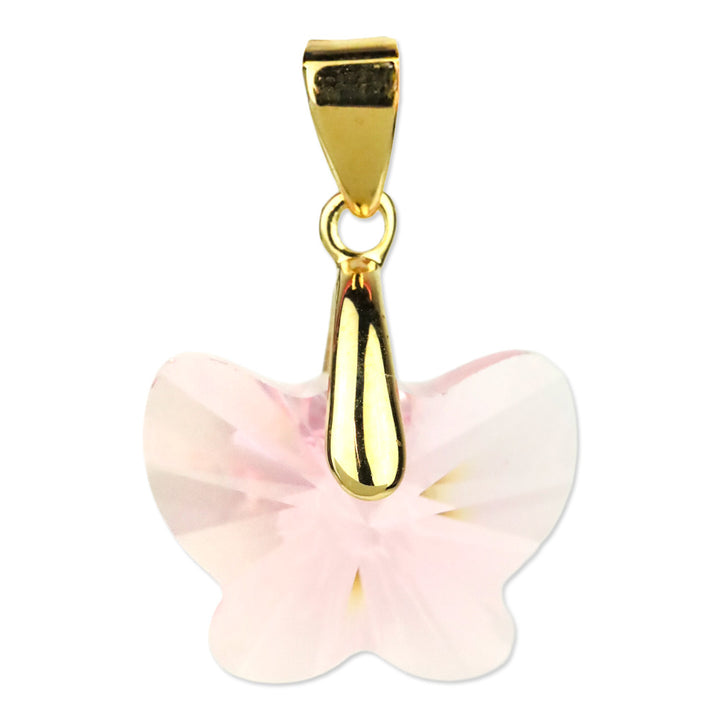 Swarovski Light Rose Crystal Butterfly Pendant with Gold-Tone Bail