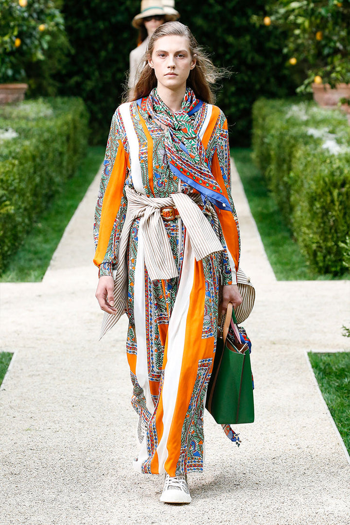 Tory Burch Something Wild Print Voile Long Sleeve Maxi Dress