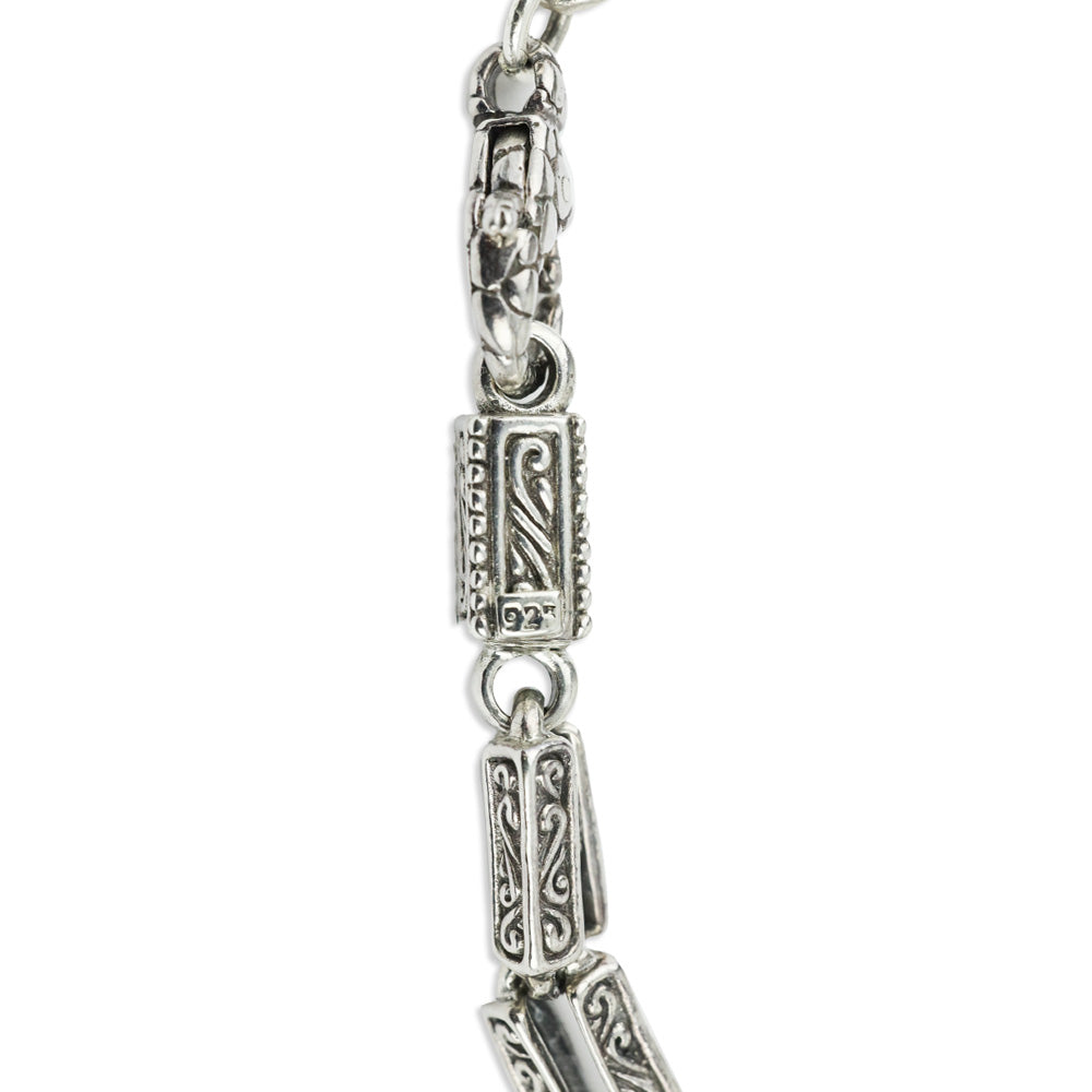 TLV Bali Legacy Sterling Silver Engraved Rectangular Link Chain Necklace