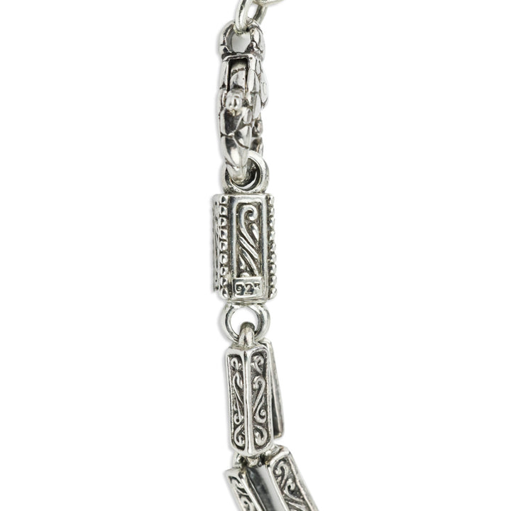 TLV Bali Legacy Sterling Silver Engraved Rectangular Link Chain Necklace
