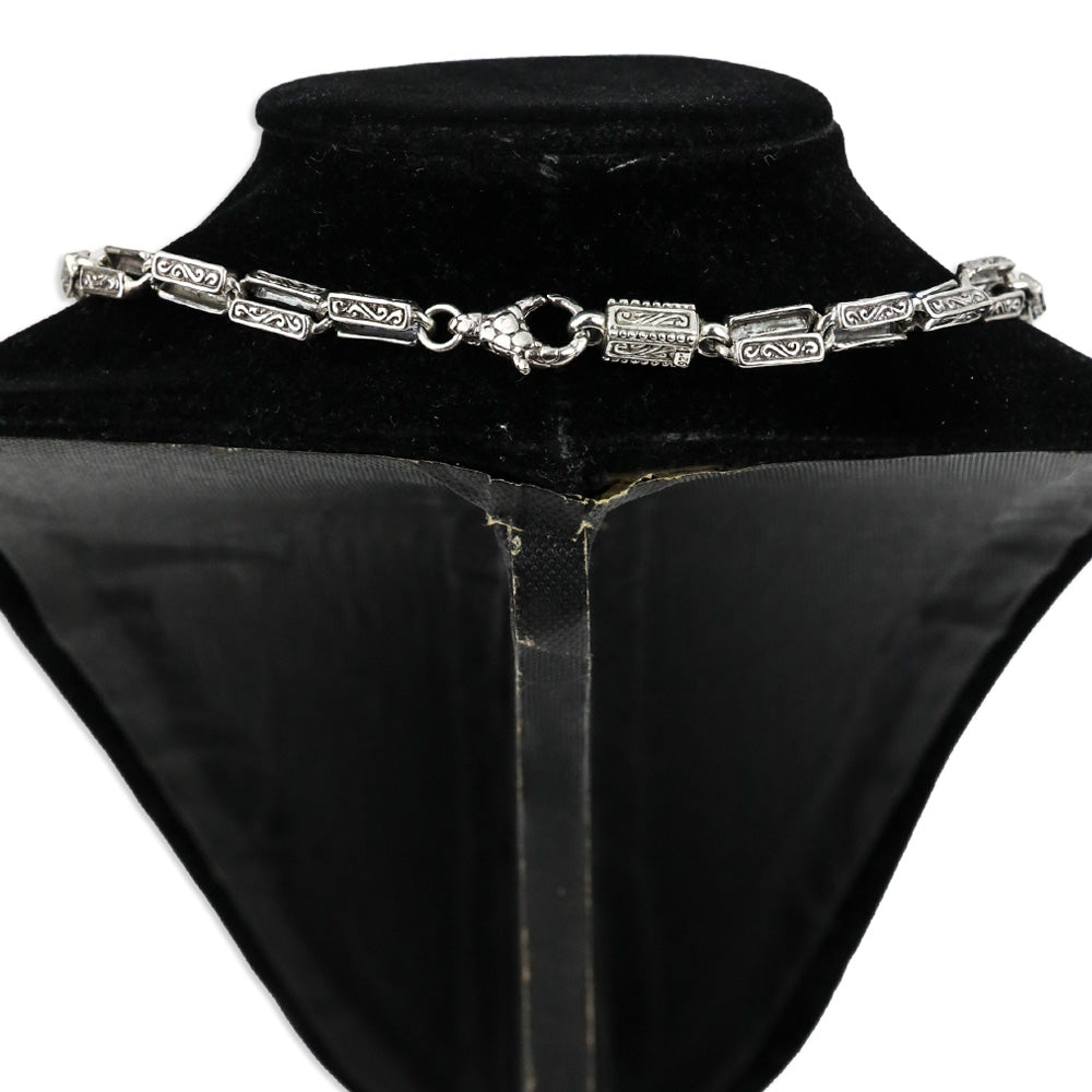 TLV Bali Legacy Sterling Silver Engraved Rectangular Link Chain Necklace
