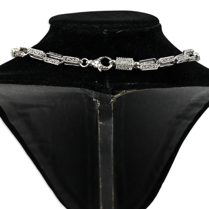 TLV Bali Legacy Sterling Silver Engraved Rectangular Link Chain Necklace