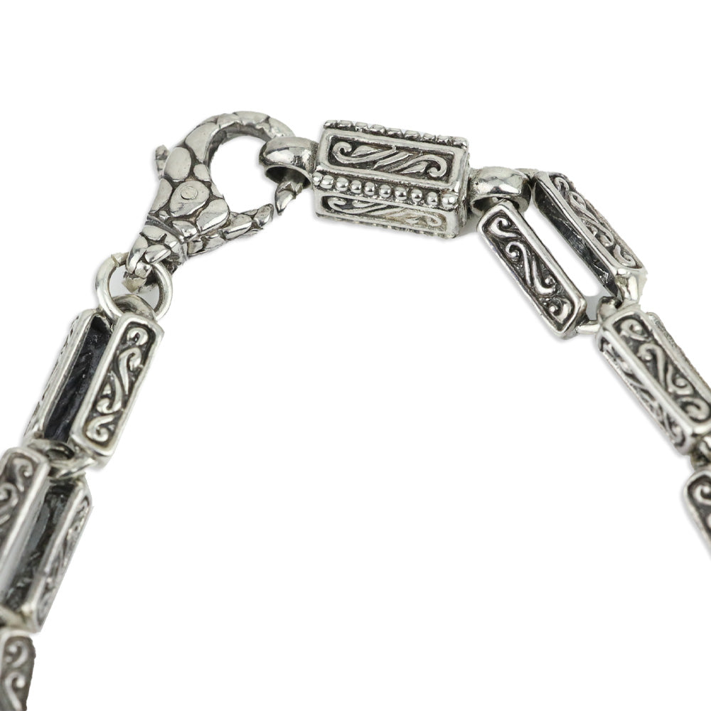 TLV Bali Legacy Sterling Silver Engraved Rectangular Link Chain Necklace