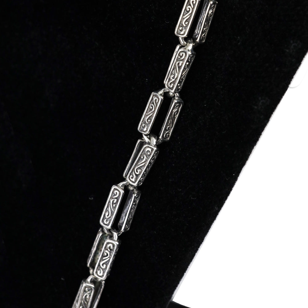 TLV Bali Legacy Sterling Silver Engraved Rectangular Link Chain Necklace