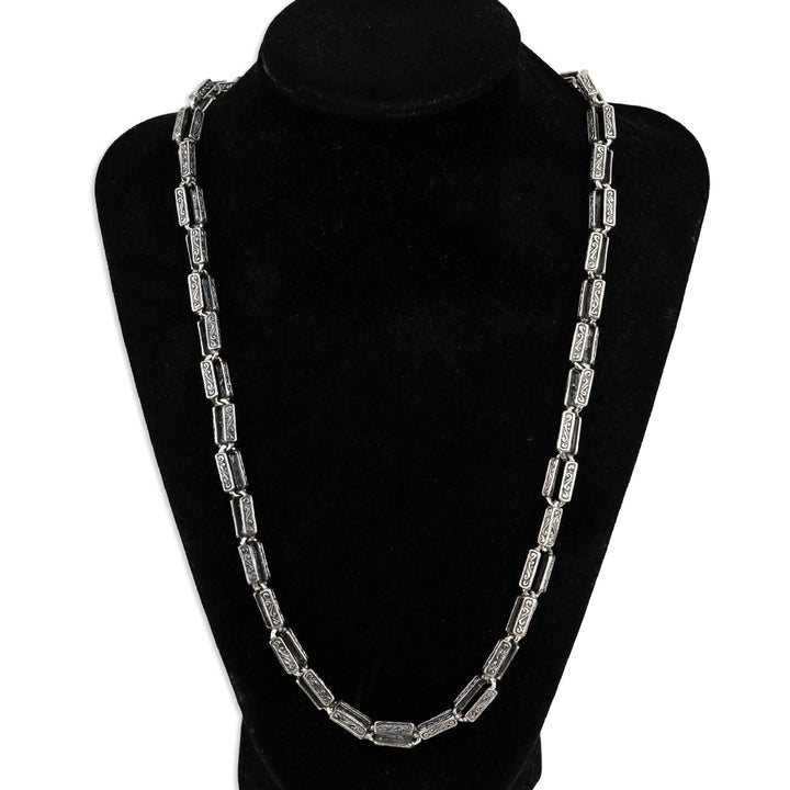 TLV Bali Legacy Sterling Silver Engraved Rectangular Link Chain Necklace
