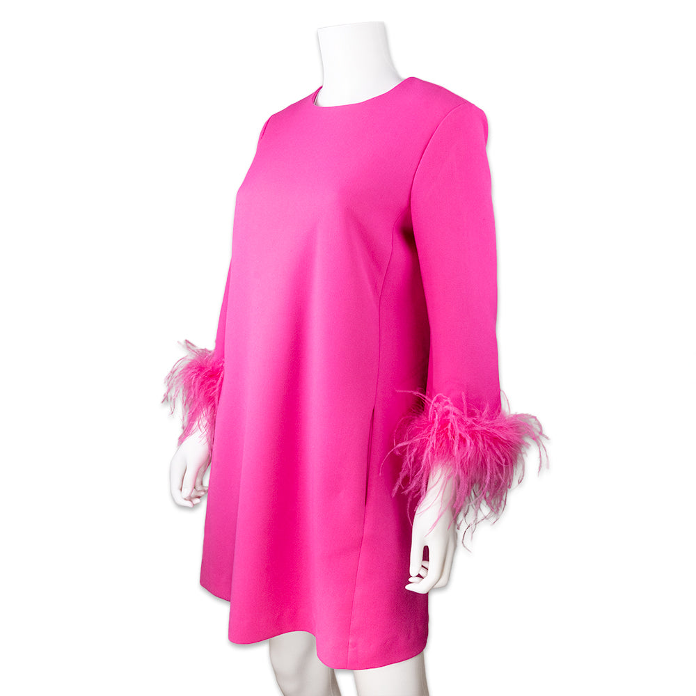 TUCKERNUCK LONG SLEEVE FEATHER TRIMMED MIDI DRESS | DBLTKE Luxury Consignment Shop TUCKERNUCK LONG SLEEVE FEATHER TRIMMED MIDI DRESS | DBLTKE Luxury Consignment Shop
