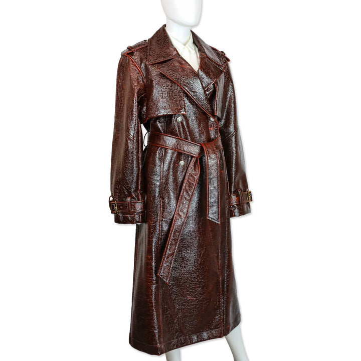 TWP Foreign Affair Burgundy Leather Trench Coat
