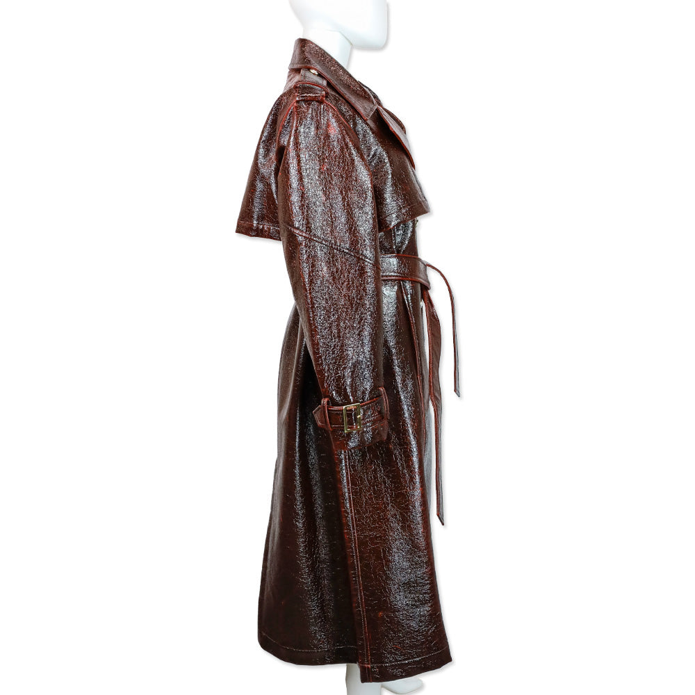 TWP Foreign Affair Burgundy Leather Trench Coat