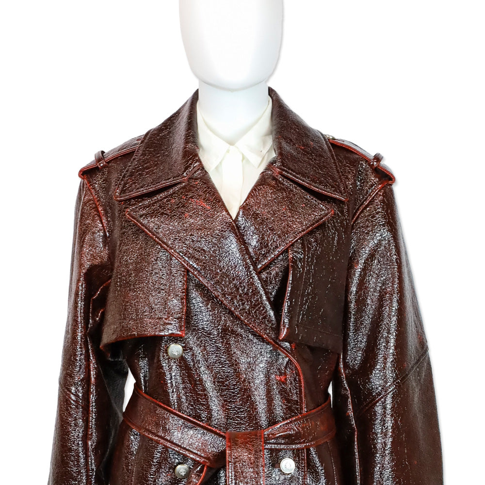 TWP Foreign Affair Burgundy Leather Trench Coat