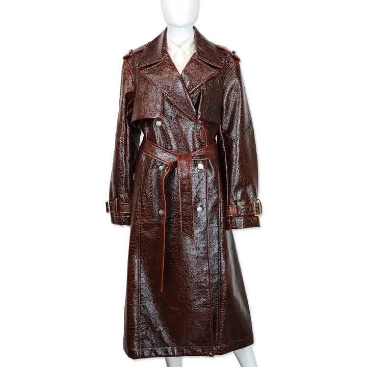 TWP Foreign Affair Burgundy Leather Trench Coat
