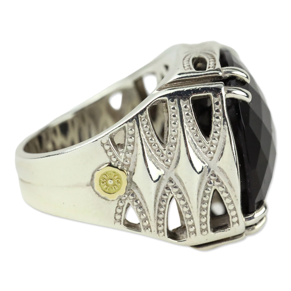 Tacori Sterling Silver and 18K Gold Cushion Onyx Ring