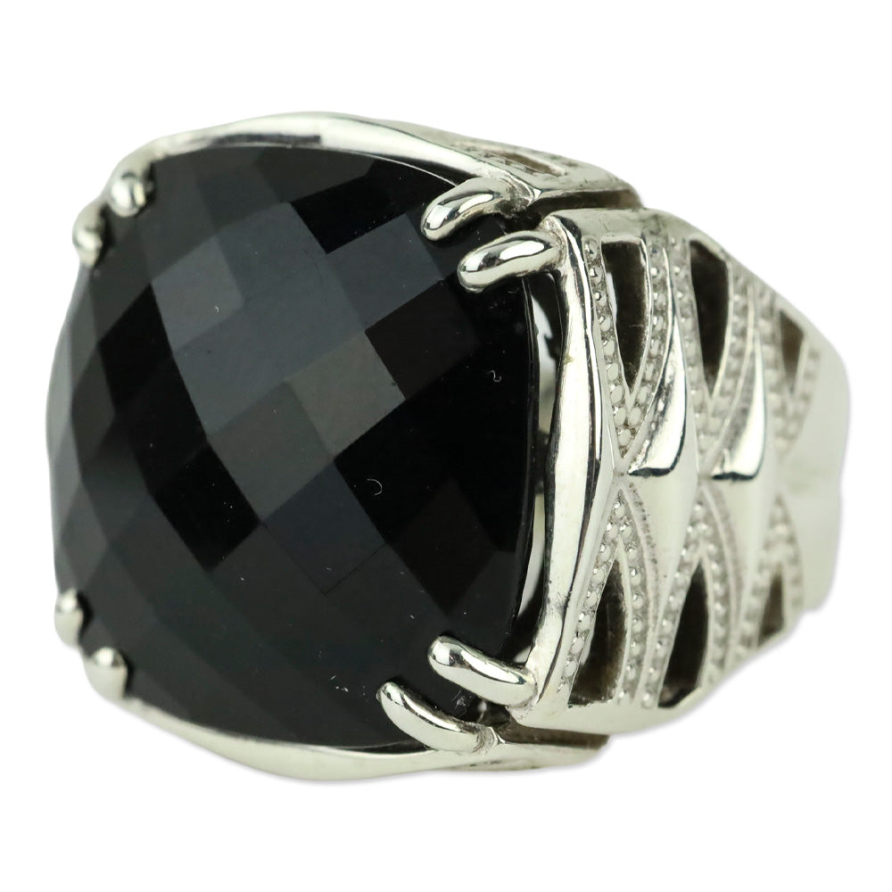 Tacori Sterling Silver and 18K Gold Cushion Onyx Ring
